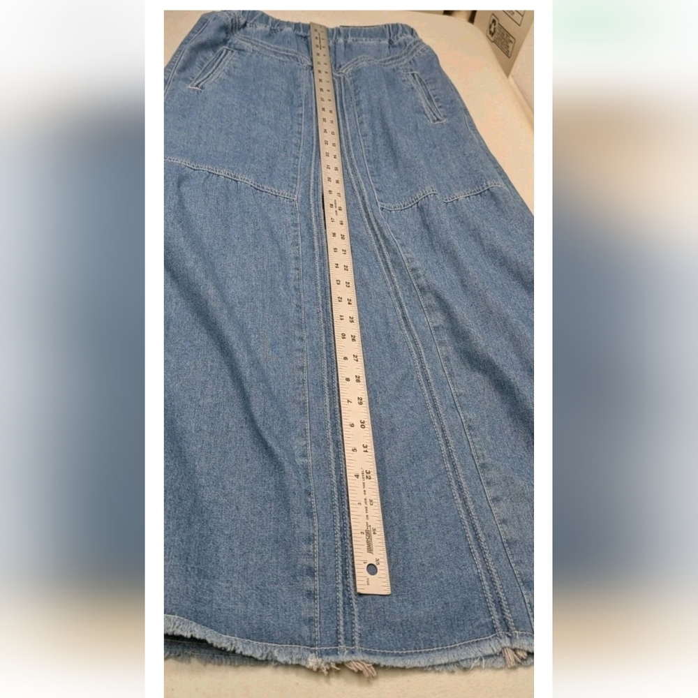 NWT Chartou Denim A Line Maxi Skirt S Festival Bohemian Western Festival drs20 - Picture 10 of 10